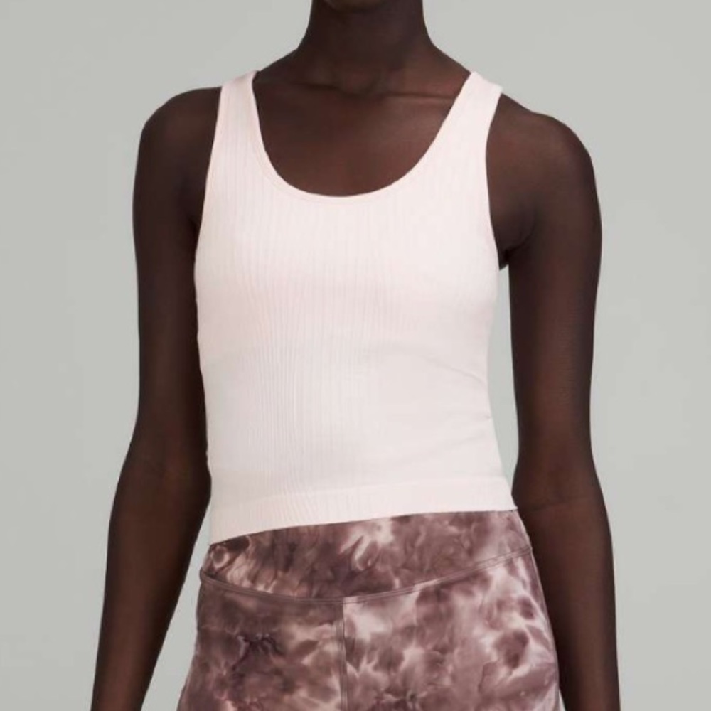 Lululemon Ebb To Street Cropped Tank Top Rib Map Strawberry Milkshake